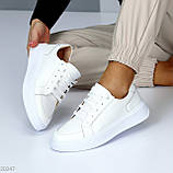 Універсальні білі прошиті шкіряні кеди натуральна шкіра флотар, фото 7