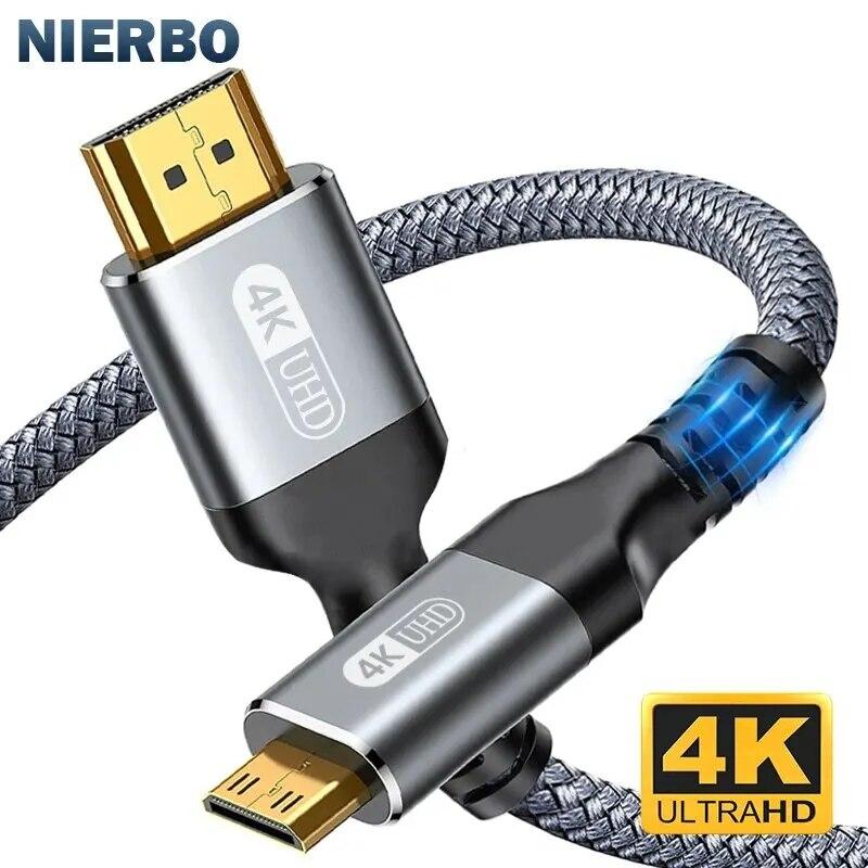 Mini HDMI-HDMI Кабель HD 4K 60Hz High-Speed Двоспрямований плетений швидкісний 2.0