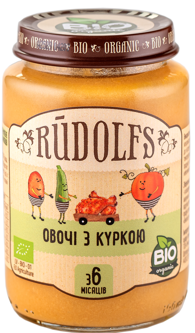 Пюре Rudolfs Овочі з куркою органічне від 8 місяців 190 гр