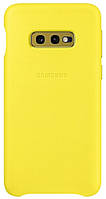 Чехол кожаный противоударный оригинальный Official Leather Cover EF-VG970LYEGRU для Samsung Galaxy S10e Yellow