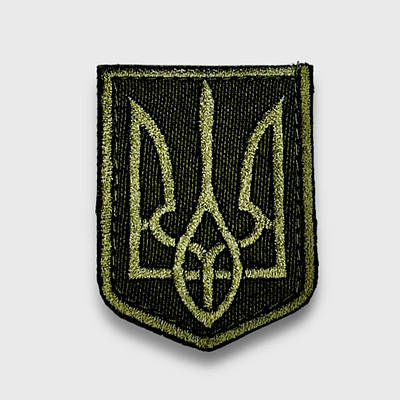 Шеврон Герб України олива на ліпучці / Нашивка