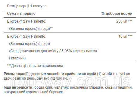 Saw Palmetto Extract - 90 Softgels - фото 2 - id-p2100931134