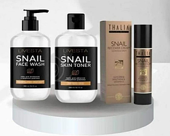 РАВЛИКОВИЙ ДОГЛЯД: Гель для вмивання + Тонік + Крем для обличчя з муцином равлики