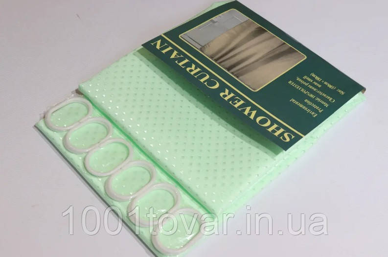 Шторка для ванної кімнати "Піка" Shower Сurtain, салатна однотонна 180х180 см., фото 1