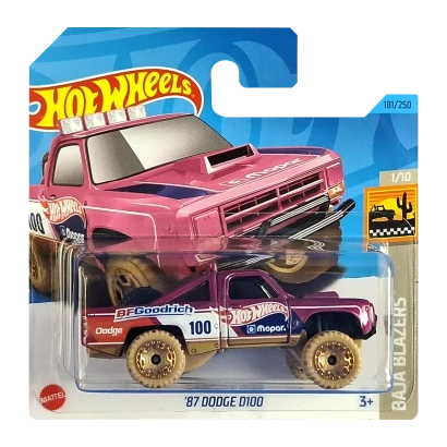 Машинка Хот Вілс 1:64 '87 DODGE D100 BAJA BLAZERS Hot Wheels Mattel HKG73