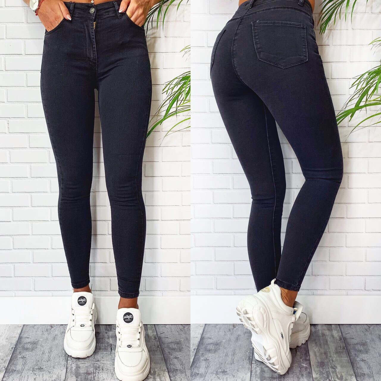 Женские джинсы темно-серые, стрейч джинс, хорошо тянутся норма и батал - фото 1 - id-p2101008500