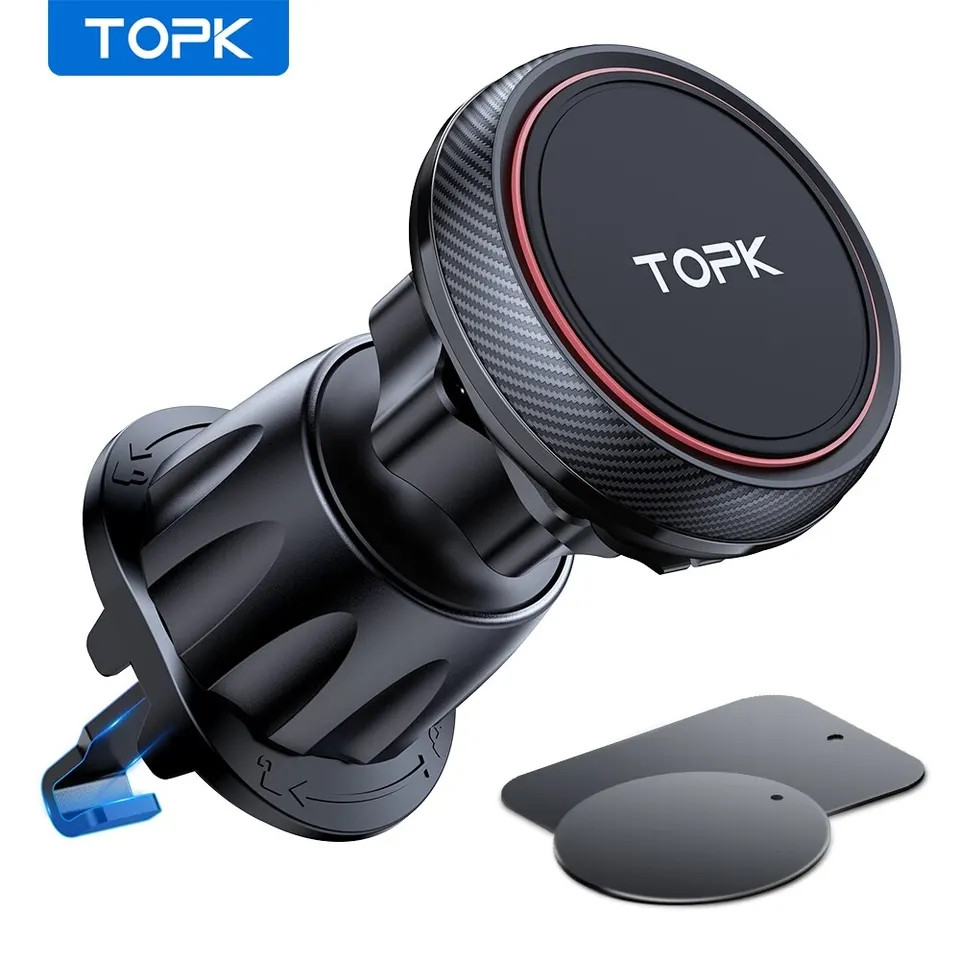 Автотримач у дефлектор для телефона магнітний TOPK на дефлектор
