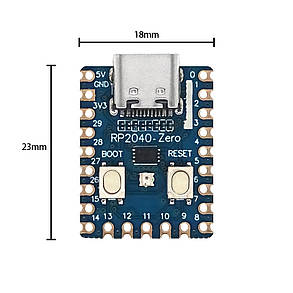 Raspberry Pi RP2040-Zero Мікроконтролер PICO RP2040, двоядерний процесор, припаяні контакти, фото 2