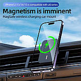 Магнітний тримач із бездротовою зарядкою MagSafe Car Charger для iPhone 12 <unk> 13 <unk> 14 <unk> 15, фото 8