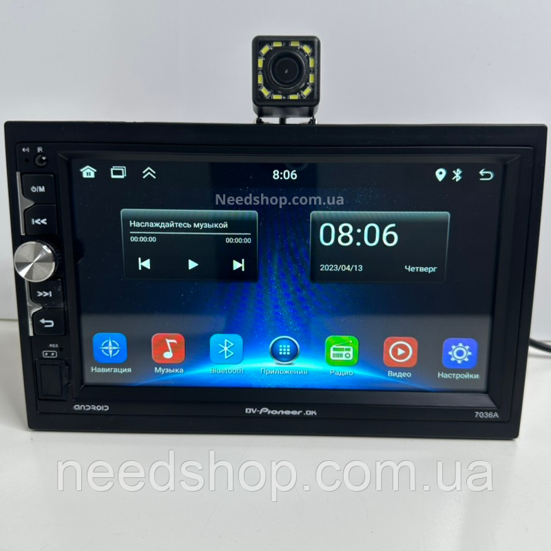 Універсальна магнітола Pioneer 2Din екран 7" Автомагнітола 2+32Gb Android 14+ + КАМЕРА 12 LED