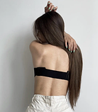 Жіночий безшовний базовий бюстгальтер з пуш-ап без бретелів, бежевий ліфчик з силіконовою спинкою, фото 4