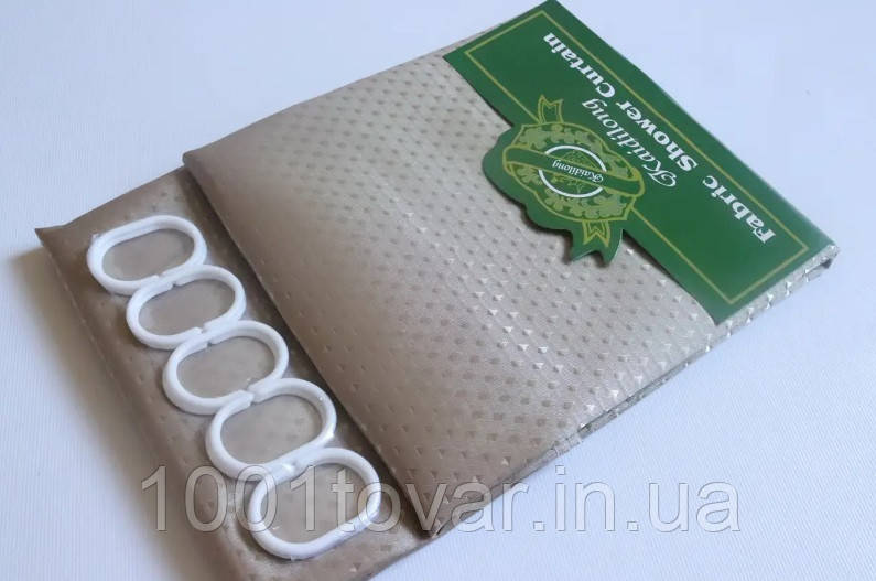 Шторка для ванної кімнати "Піка" Shower Сurtain, темно-бежева однотонна 180х180 см., фото 1