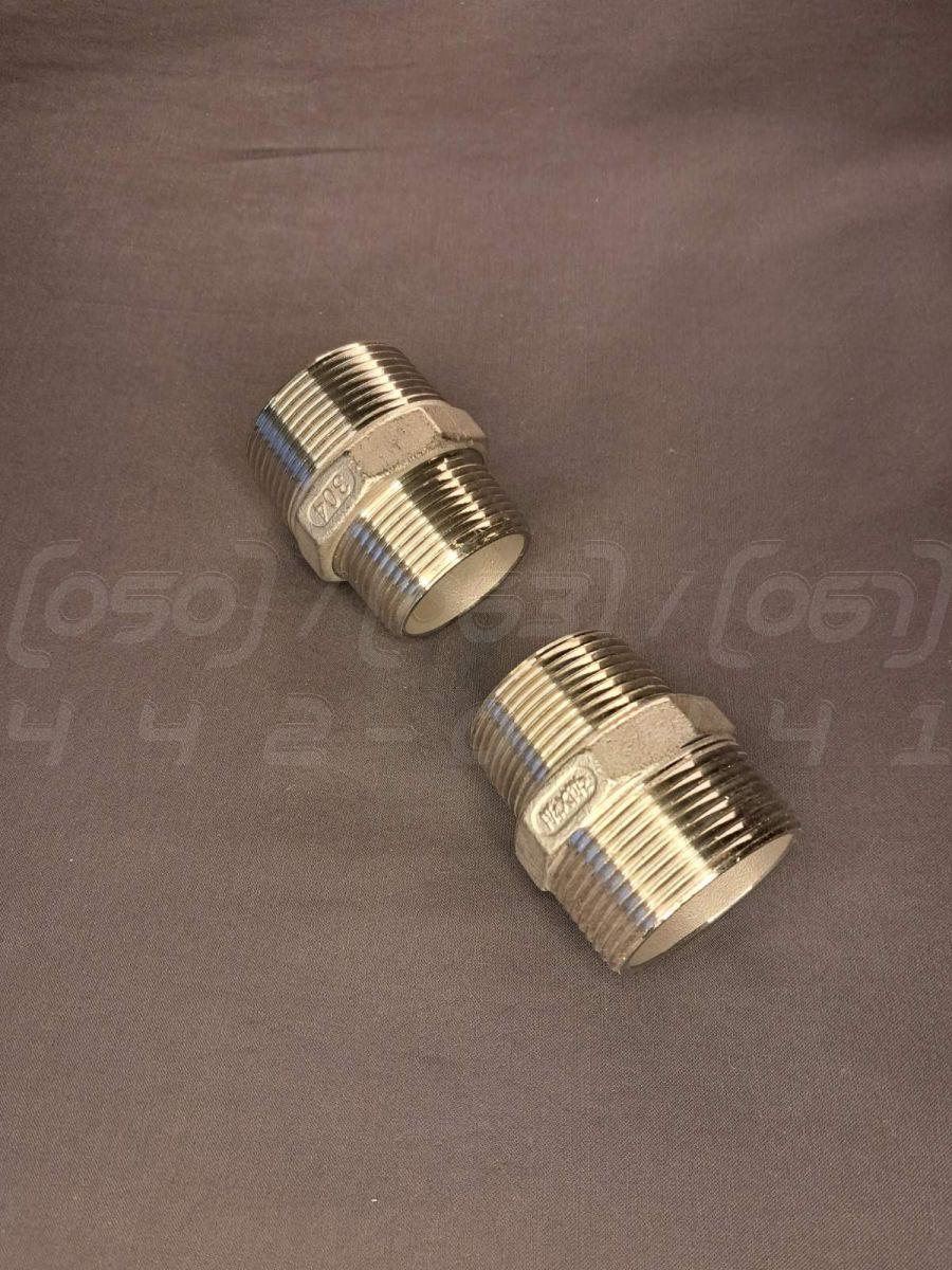 Ніпель перехідний різьбовий DN40x32 (1"1/2x1"1/4) н/ж сталь AISI 304, шестигранник, Class 150 (PN20), BSPP, фото 1