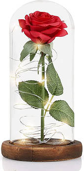 Вічна троянда в колбі з LED підсвічуванням 21 см