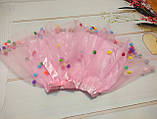 Дитяча рожева  фатинова спідниця  з м'якими  помпонами, фото 5