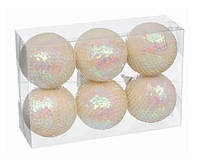 Набор пластиковых елочных шариков Jumi Айвори с блестками 6см 6 предметов (5900410791022)