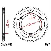 Звезда задняя JT SPROCKETS JTR897.38