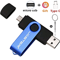 128Gb Флешка Jaster Plain OTG Micro USB Flash Drive 128 гб переходник Type-C USB в подарок