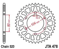 Звезда задняя легкосплавная JT SPROCKETS JTA478.43BLK