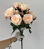 Букет роза персиково-розовый 43см