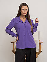 Фиолетовая однотонная рубашка с карманом, размер S