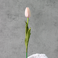 Искусственная ветвь тюльпана, цвет розовая пудра, 48 см. Цветы премиум-класса для интерьера, декора, фтозоны