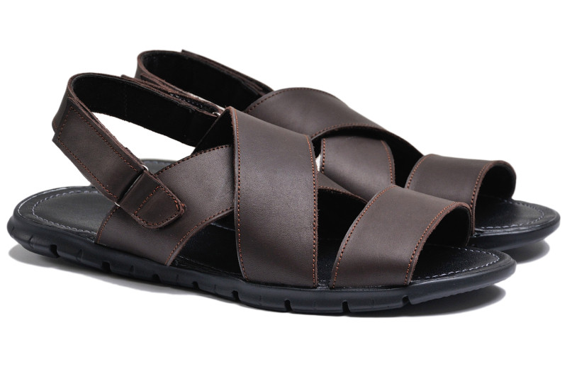 Чоловічі сандалі з натуральної шкіри великого розміру чорний Taurus X Brown