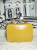 Женская желтая лаковая сумка кросс-боди David Jones