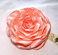 Брошь цветок большой из ткани ручной работы "Персиковая роза"