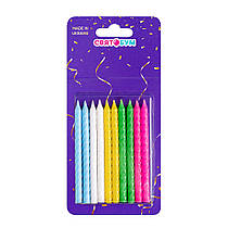 Свічки для торта "Спіральки" маленькі асорті 10 шт