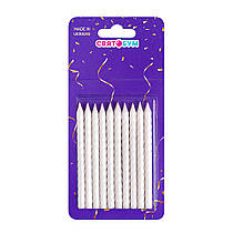 Свічки для торта "Спіральки" маленькі білі 10 шт