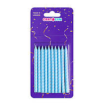 Свічки для торта "Спіральки" маленькі блакитні 10 шт