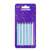 Свічки для торта "Спіральки" маленькі біло-блакитні 10 шт