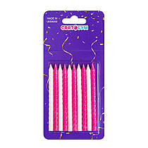 Свічки для торта "Спіральки" маленькі біло-рожеві 10 шт