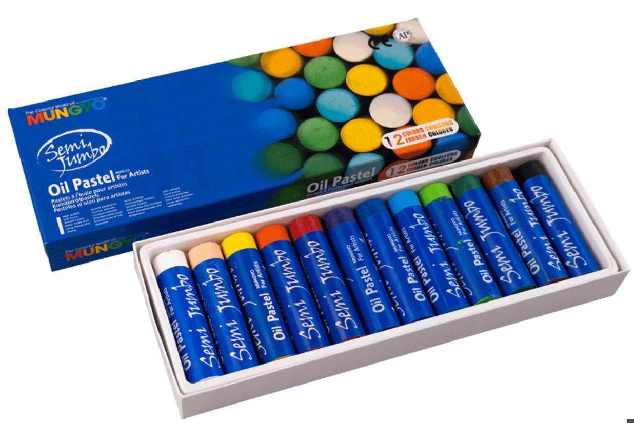 Пастель олійна професійна 12 кольорів Semi Jumbo MUNGYO