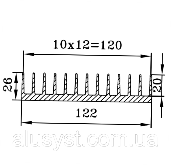 122x26  / 10 см / Радіаторний профіль
