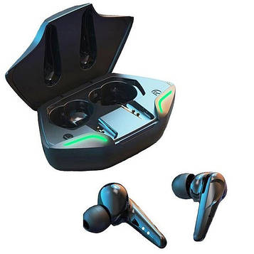 Бездротові навушники TWS Bluetooth Bakey G11 з мікрофоном. Кейс, повербанк, LED підсвічування. TS-410 Колір: чорний