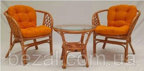 Комплект меблів плетених з натурального ротанга 2 крісла та круглий столик для дому та саду., фото 1