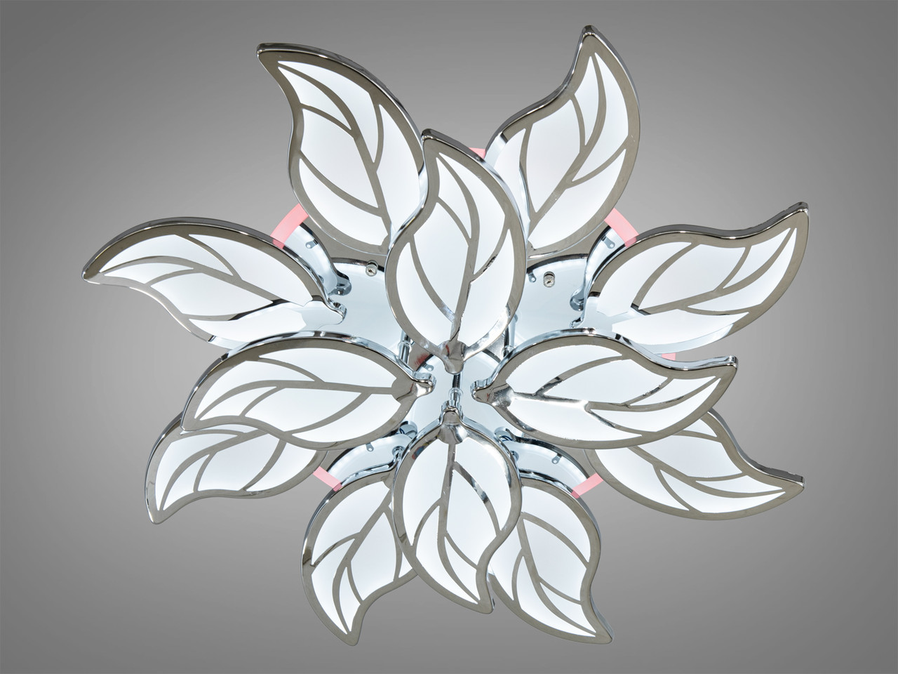 LED-люстра для вітальні з пультом і підсвіткою, колір хром, 195 W 8028-8+4HR-LS