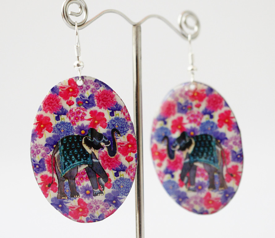 Сережки Хіппі Слоник No1 Овал