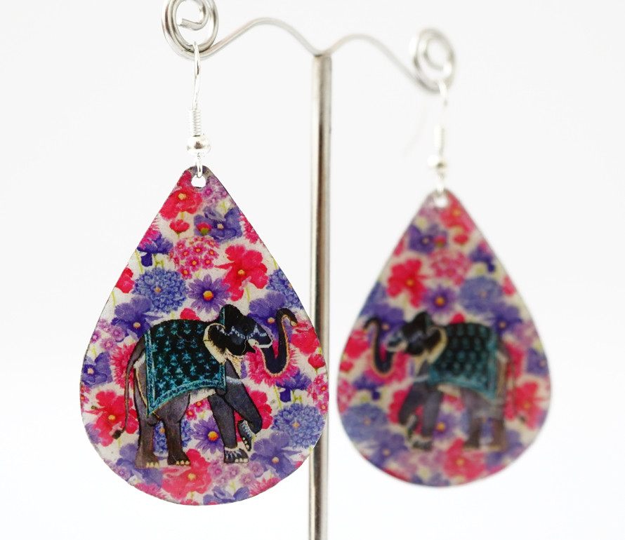 Сережки Хіппі Слоник No1 Крапля