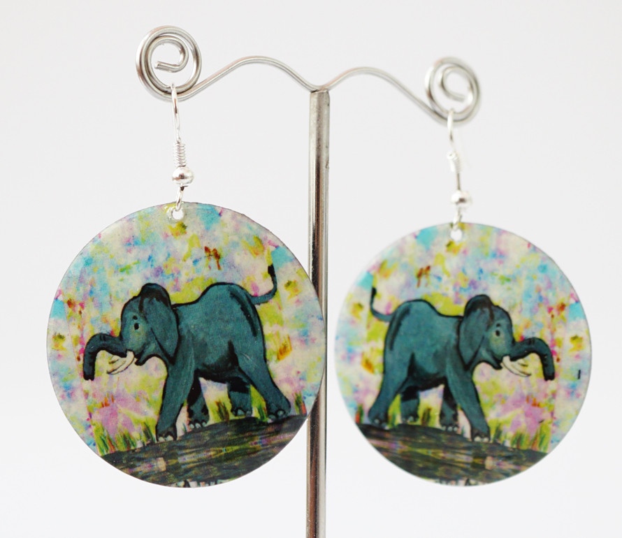 Сережки Хіппі Слоник No2 Круг