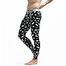 Кальсони для чоловіків Seobean теплі чорні підштаники з білим пір'ям, фото 6