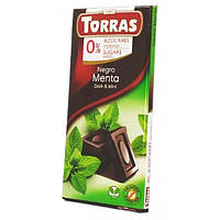 Шоколад чорний без цукру і глютену Torras з м'ятою 52% 75 грам