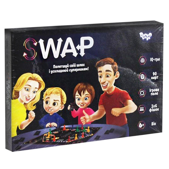 Настільна гра "Swap" (укр), захоплююча настільна гра, гра для всієї родини, 18 фішок