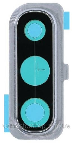 Скло камери Samsung A505 Galaxy A50 з рамкою білого кольору, фото 1