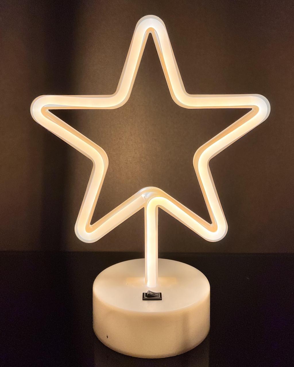 Неоновий світлодіодний нічник для інтер'єру Decoration Lamp Зірка Теплий Білий <unk> Настільний світильник