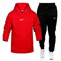 Спортивний костюм чоловічий Nike Найк зима осінь теплий худі та штани утеплений на флісі червоний