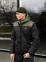 Чоловіча куртка Nike (Найк) зимова тепла з капюшоном вітростійка до - 25 хакі