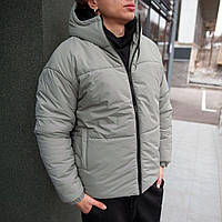 Мужская куртка пуховик на зиму теплая до -30 серая премиум качество